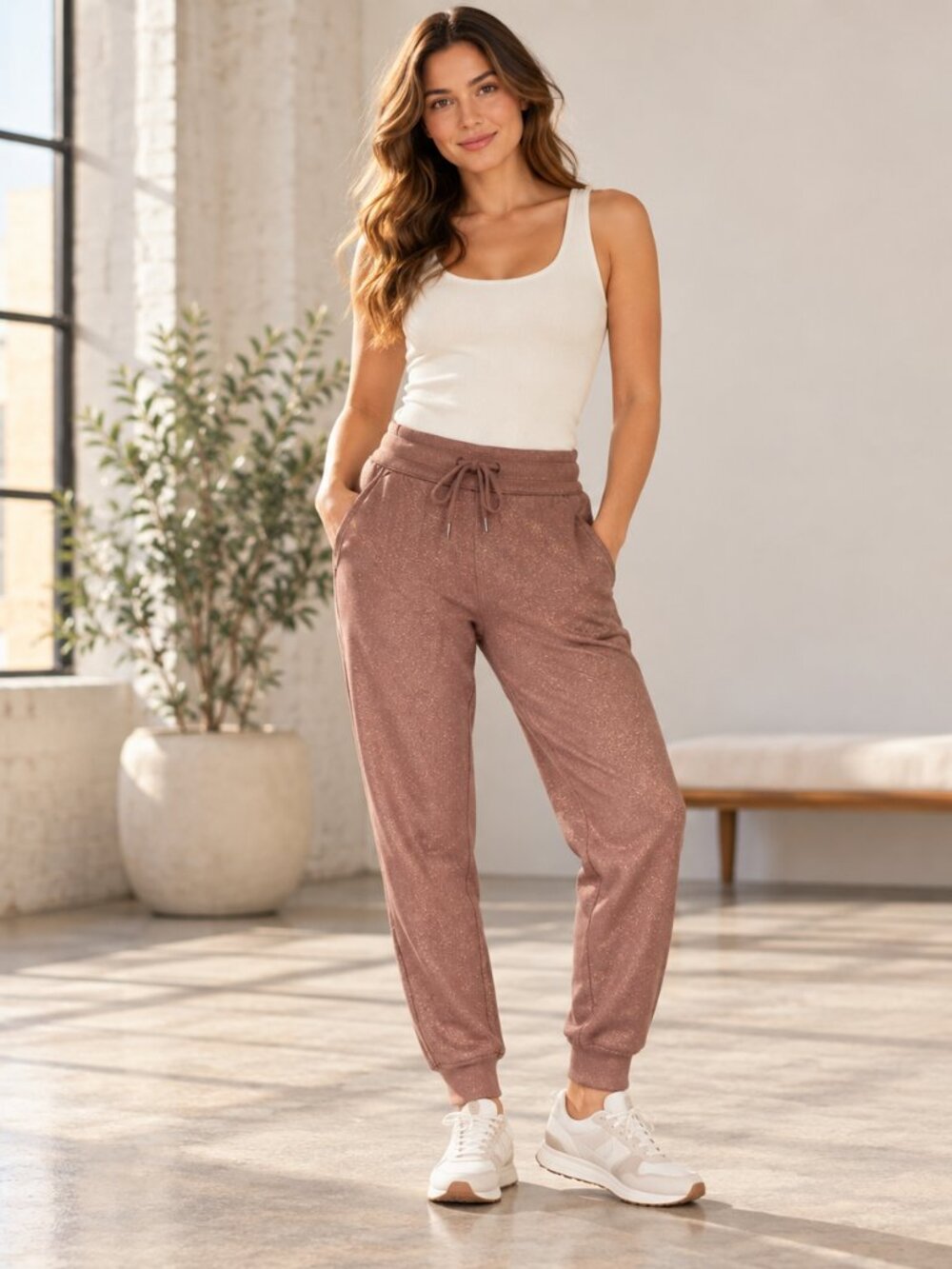 Lululemon Brown Metallic Shimmer Boyfriend Jogger Pants Size 6